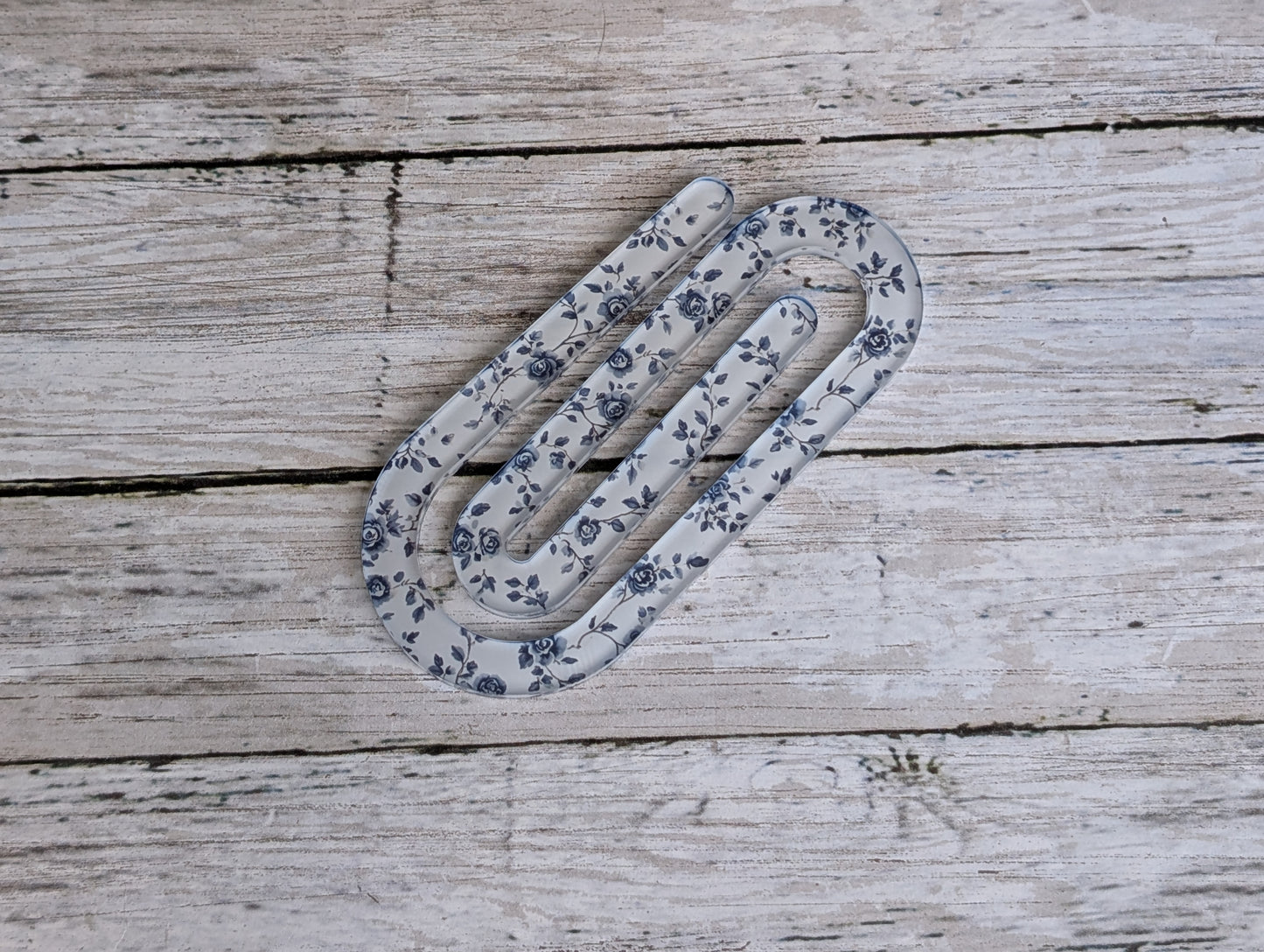 Blue Floral Paperclip Bookmark