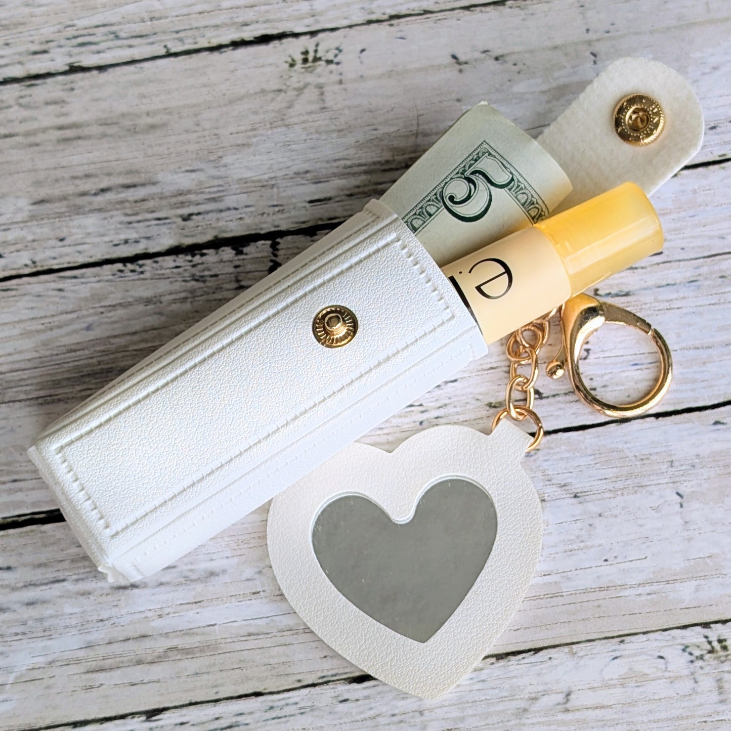 Cute Lip Balm Keychain in White