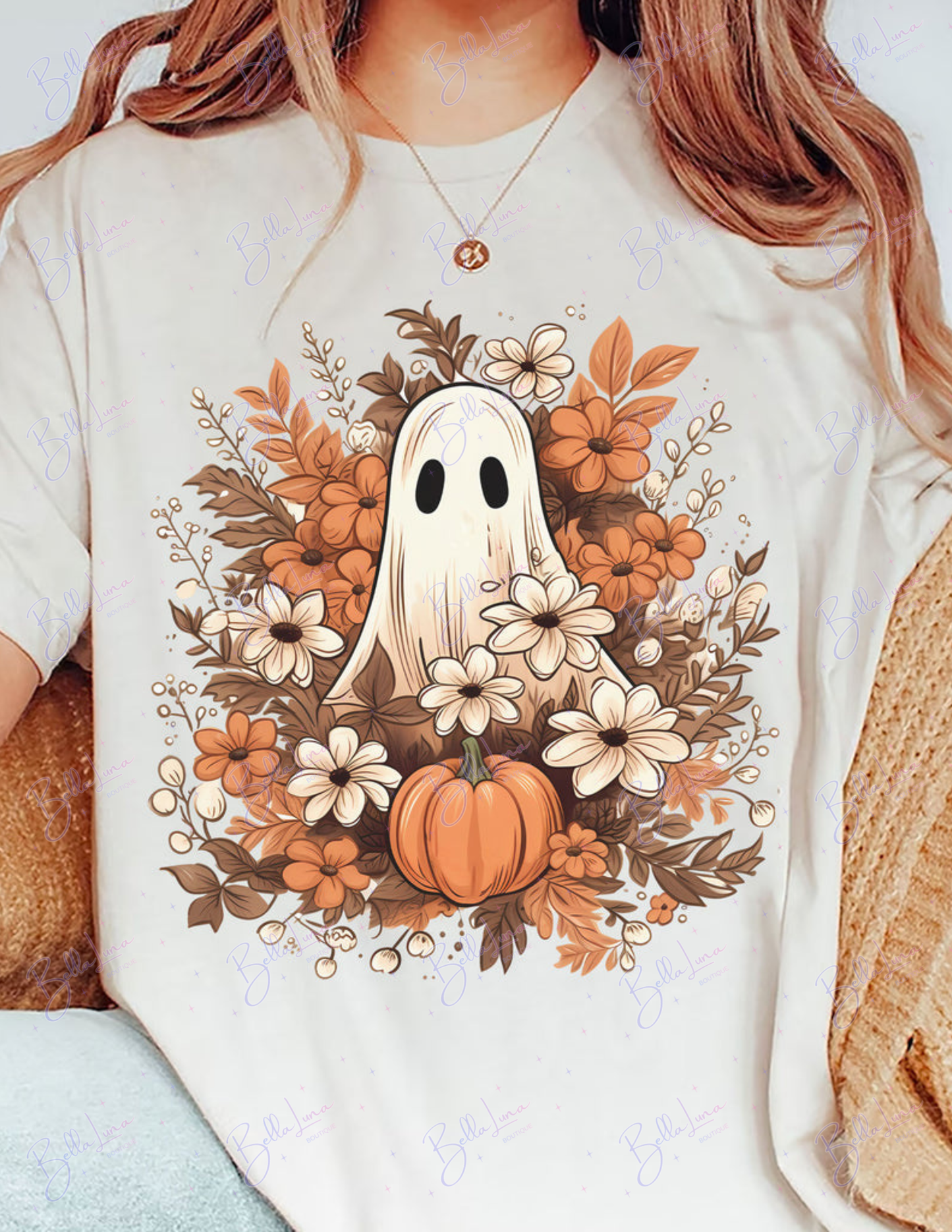 Cute Ghost Pumpkin Floral