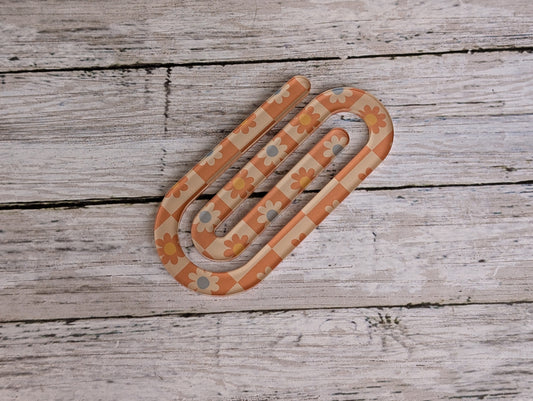 Cute Floral Checkered Paperclip Bookmark