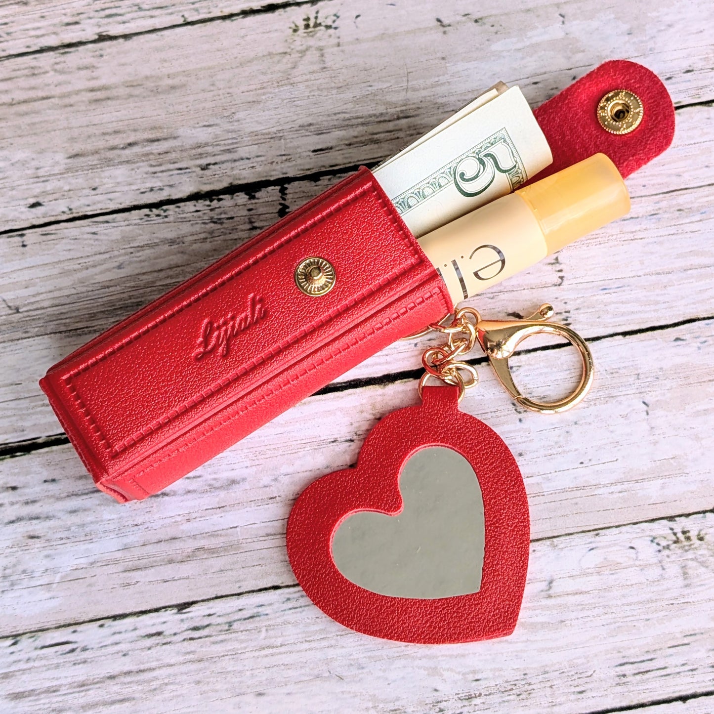 Cute Lip Balm Keychain in Red
