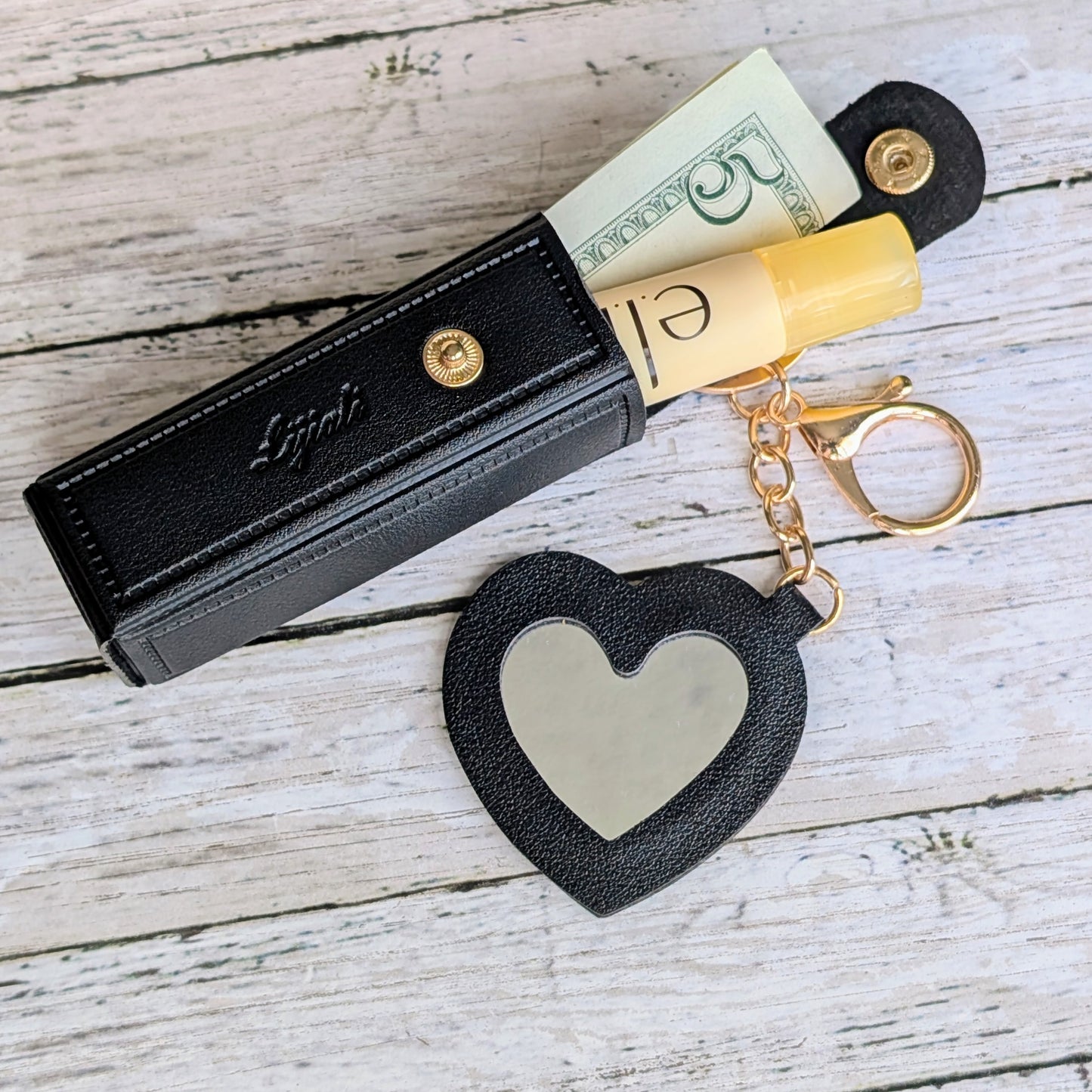 Cute Lip Balm Keychain in Black