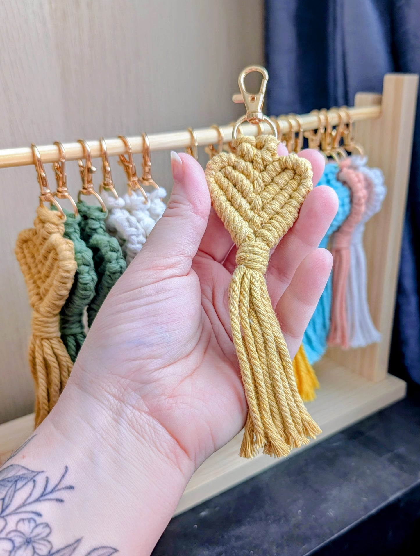 Sweetheart Macrame Heart Keychain