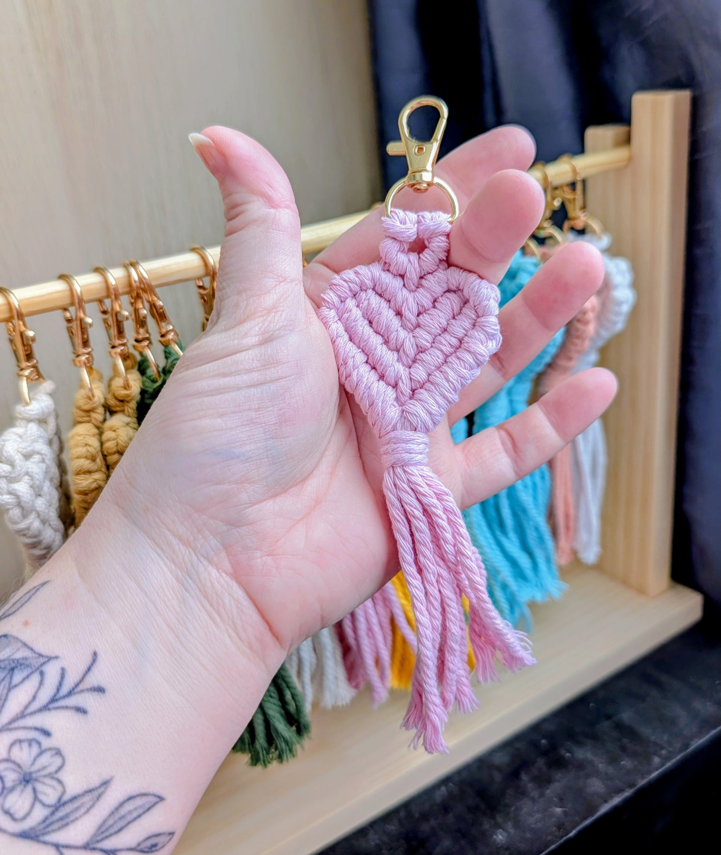 Sweetheart Macrame Heart Keychain