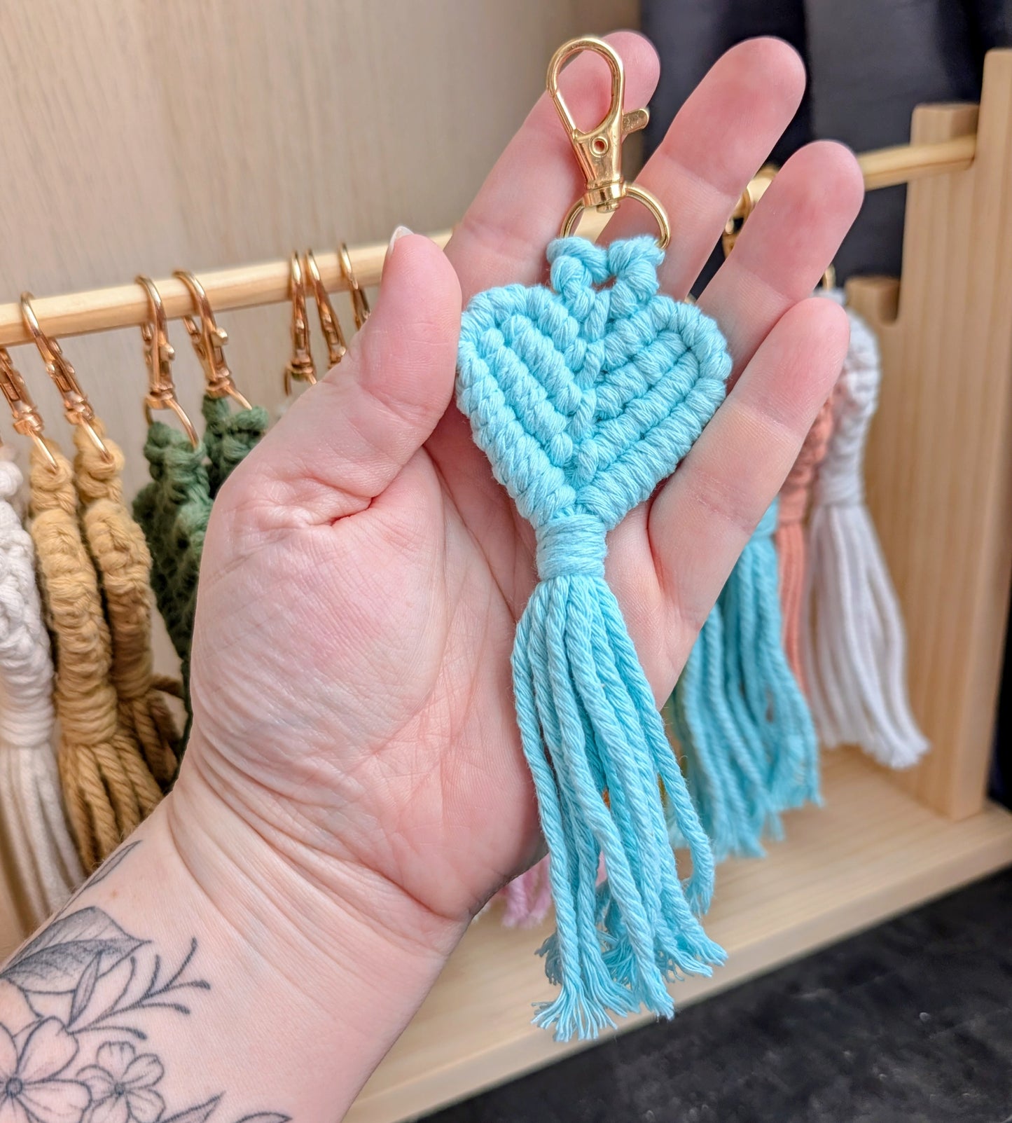 Sweetheart Macrame Heart Keychain
