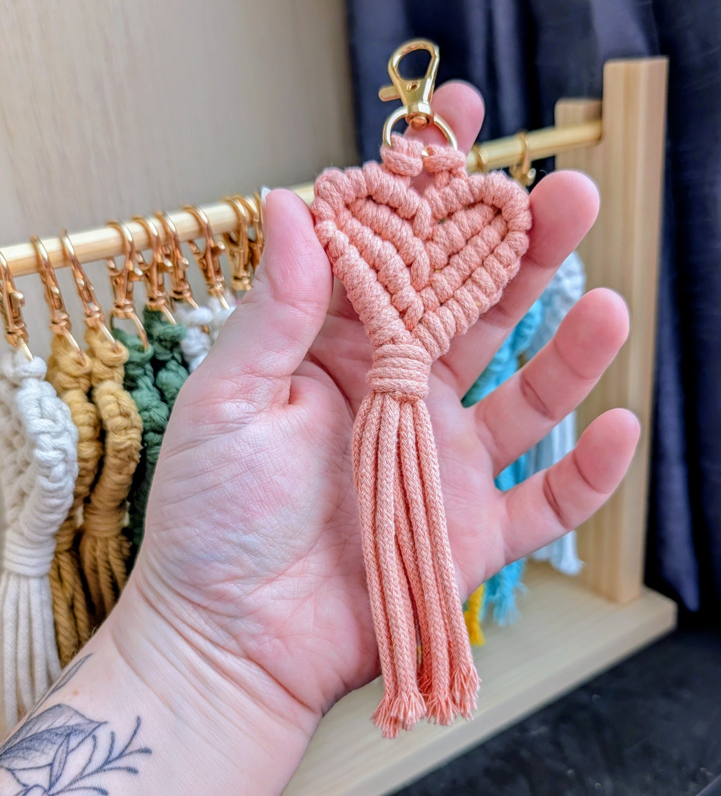 Sweetheart Macrame Heart Keychain