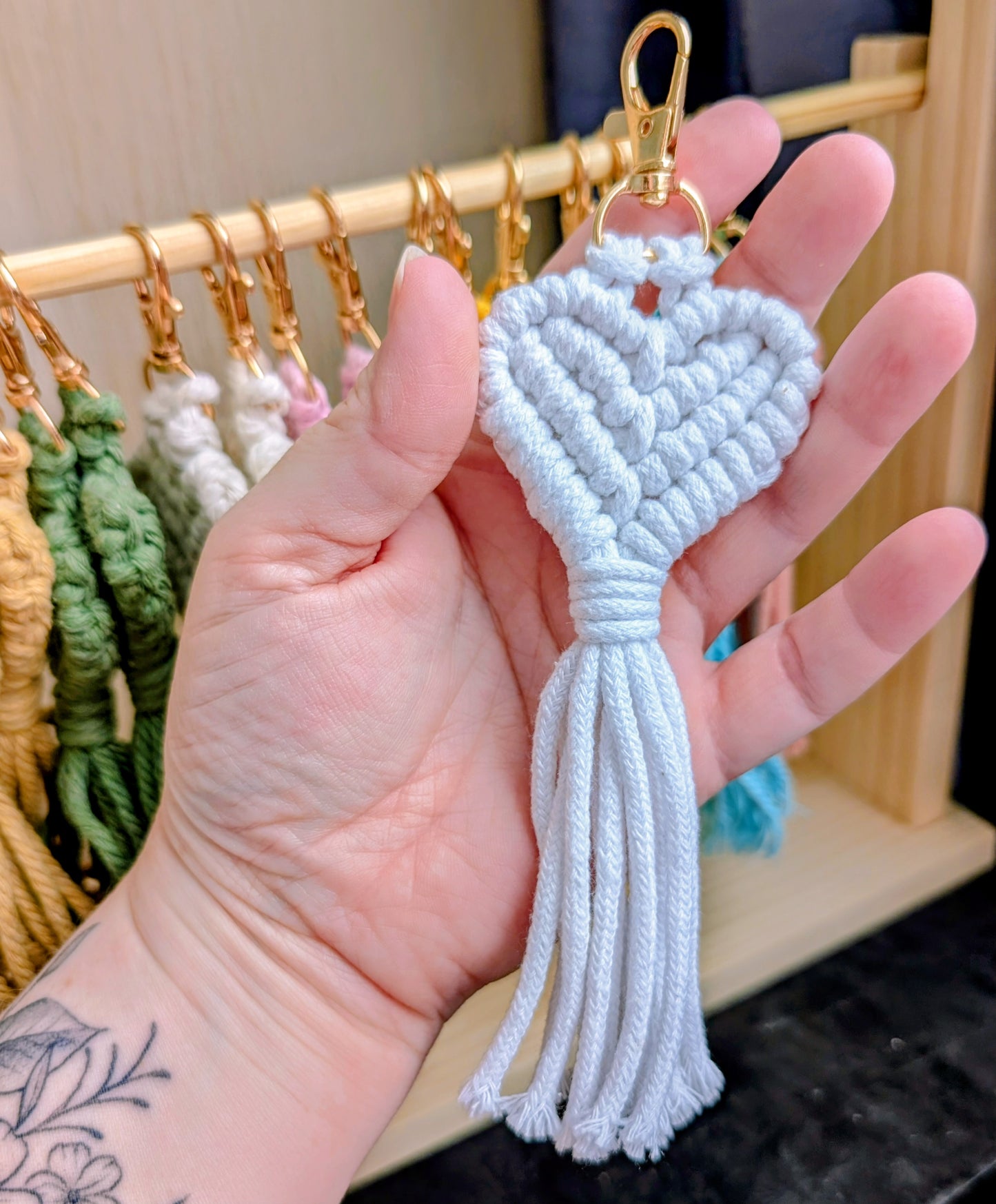 Sweetheart Macrame Heart Keychain